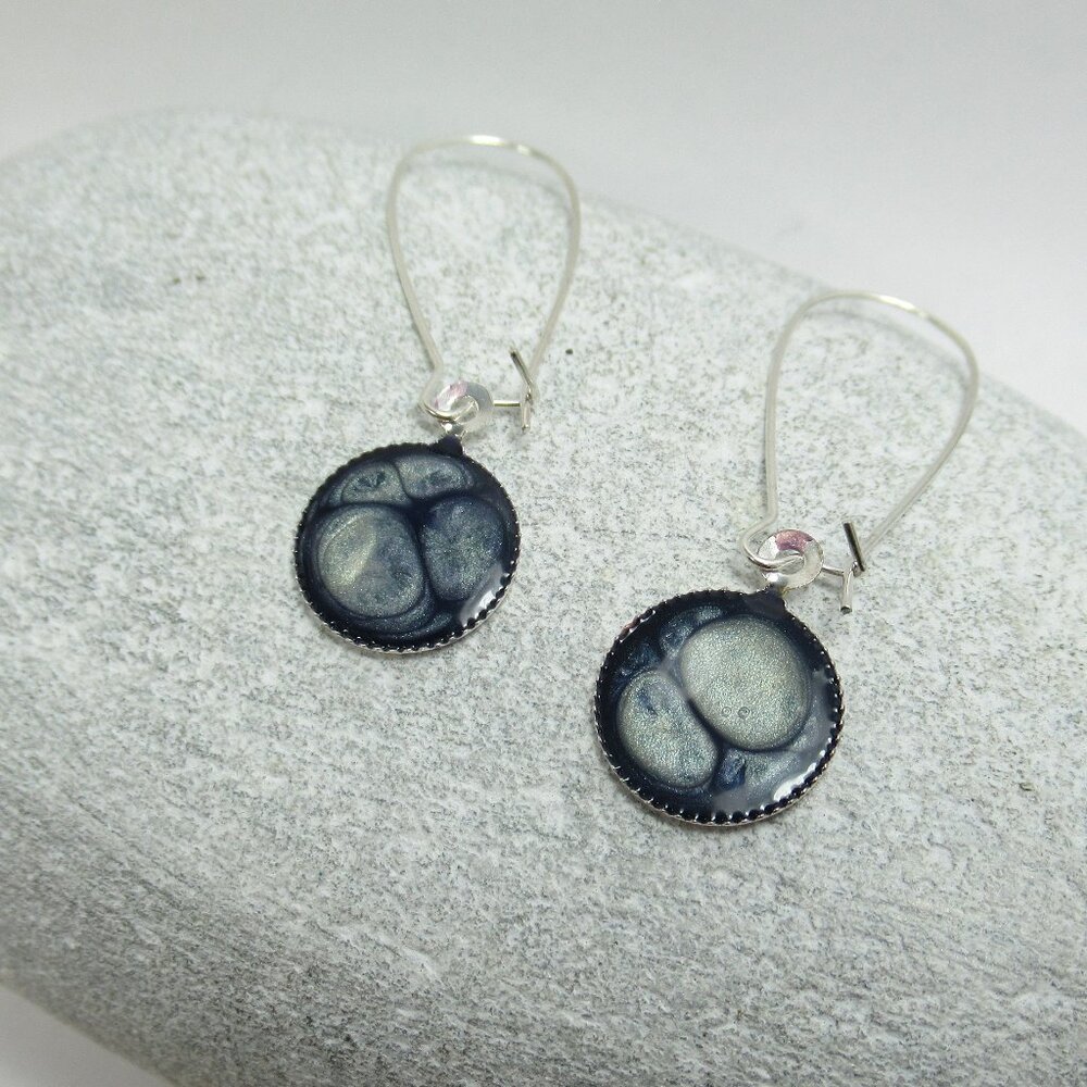 Dark Blue Pebeo kidney wire earrings